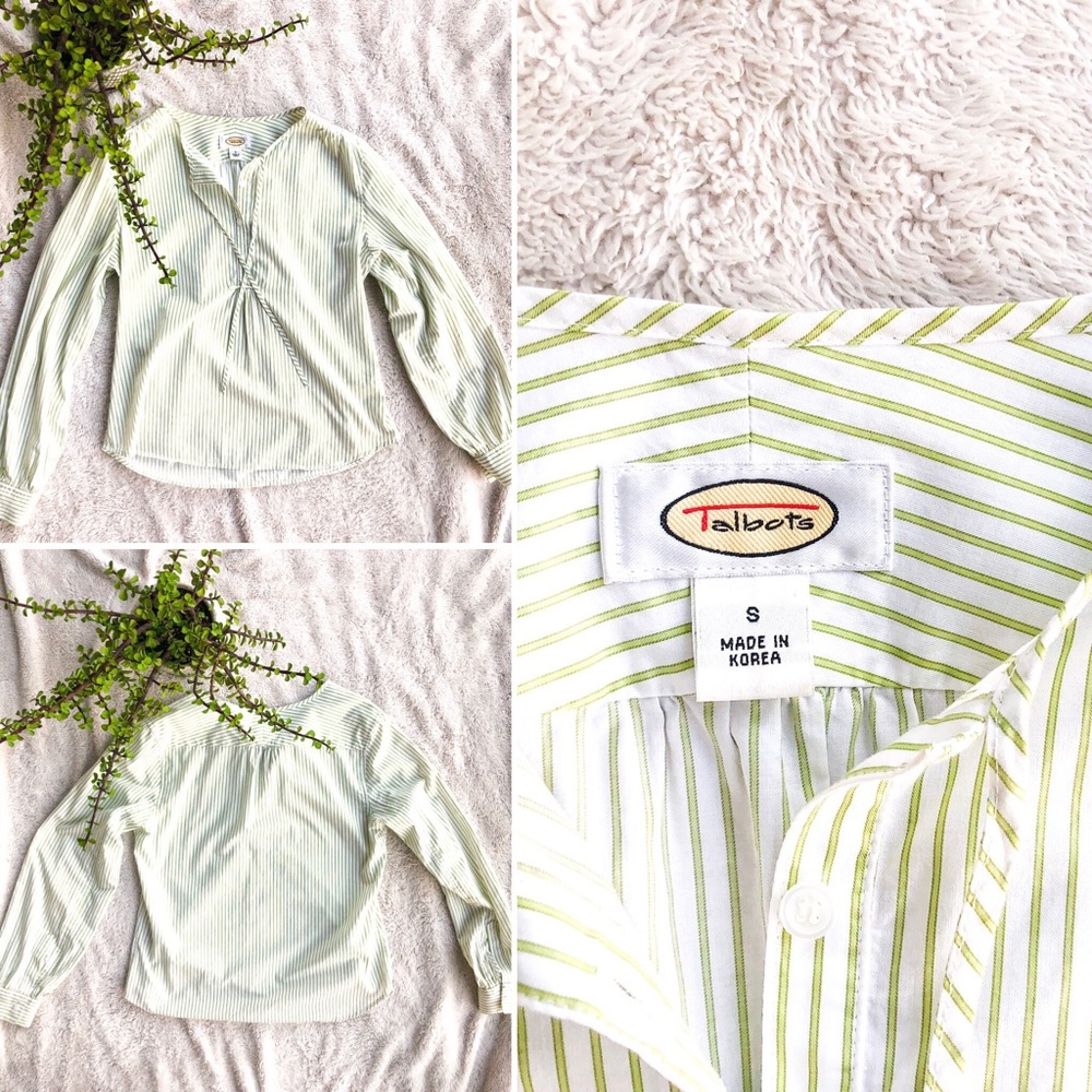 Talbots green striped blouse. Size S💕